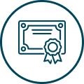 Certificate with ribbon icon symbolizing certification or achievement